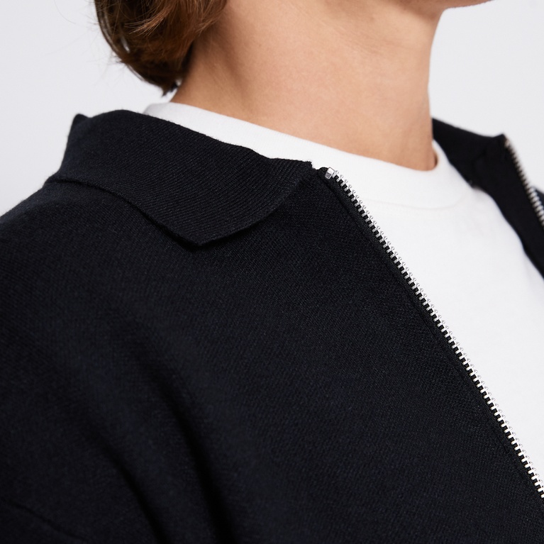 Zip Knit Cardigan "Reed" Black
